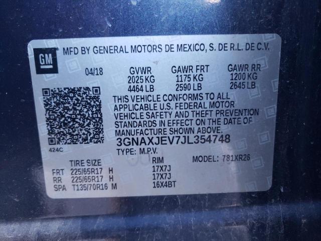 2018 CHEVROLET EQUINOX LT - 3GNAXJEV7JL354748