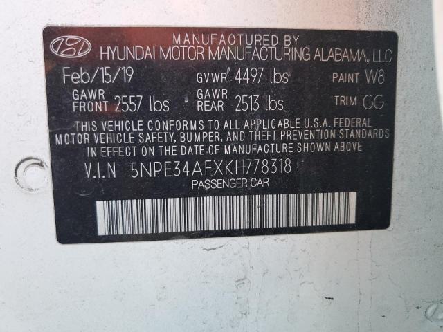 2019 HYUNDAI SONATA LIM - 5NPE34AFXKH778318