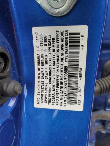 2018 HONDA CIVIC LX - 19XFC2F51JE006009