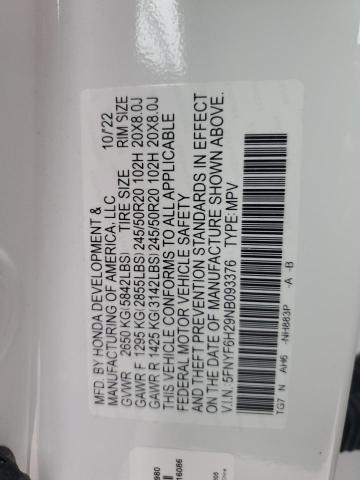 2022 HONDA PILOT SE 5FNYF6H29NB093376