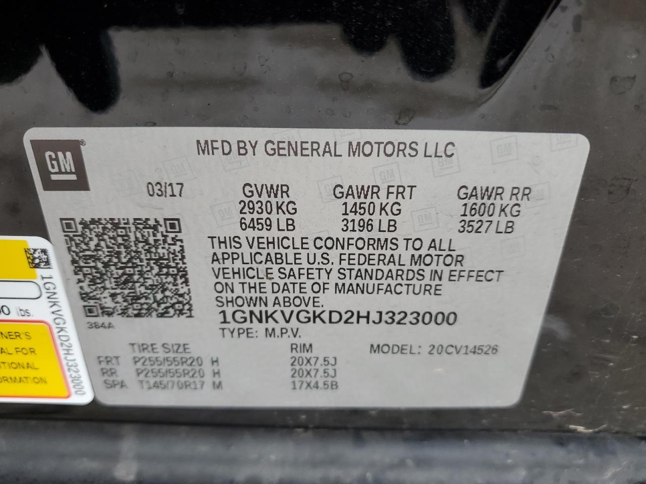 Lot #3026046956 2017 CHEVROLET TRAVERSE L