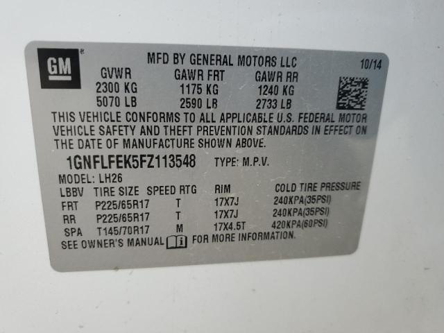 2015 CHEVROLET EQUINOX LT - 1GNFLFEK5FZ113548