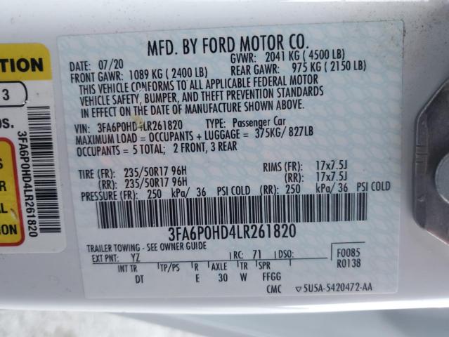 2020 FORD FUSION SE - 3FA6P0HD4LR261820