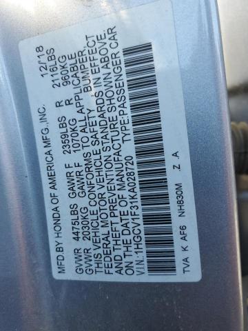2019 HONDA ACCORD - 1HGCV1F31KA028720