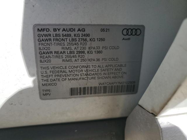 2021 AUDI Q5 PRESTIG WA1CAAFY7M2102509