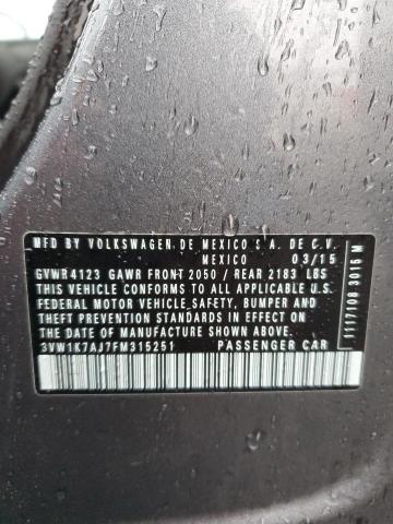 2015 VOLKSWAGEN JETTA BASE - 3VW1K7AJ7FM315251