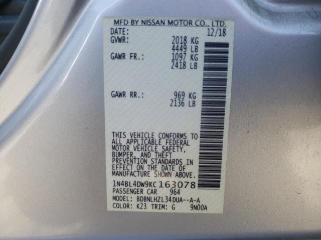 2019 NISSAN ALTIMA SV - 1N4BL4DW9KC163078