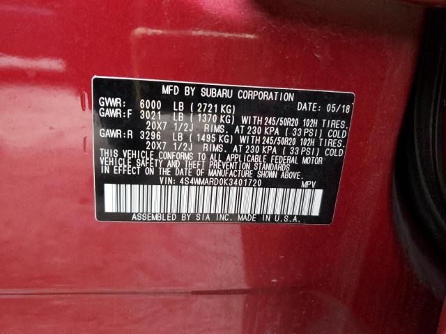 2019 SUBARU ASCENT TOU 4S4WMARD0K3401720