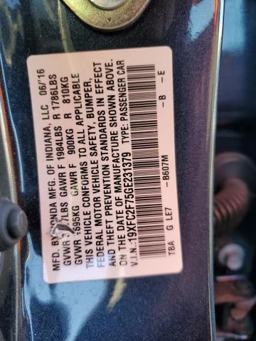 VIN 19XFC2F75GE231379 2016 HONDA CIVIC no.13