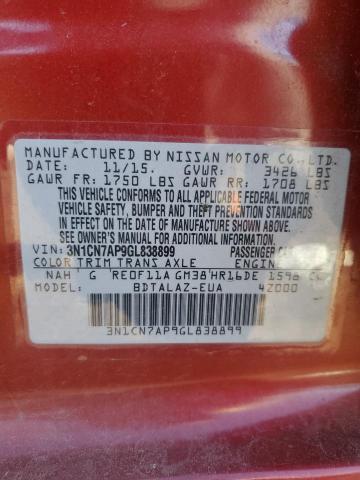 VIN 3N1CN7AP9GL838899 2016 NISSAN VERSA no.12