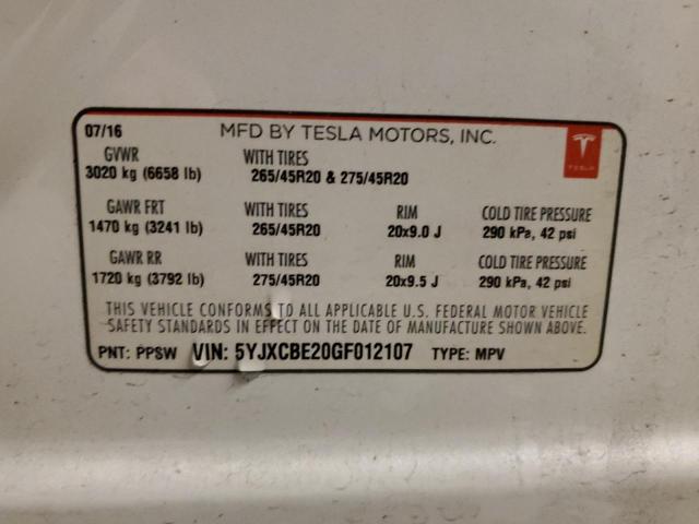 2016 TESLA MODEL X - 5YJXCBE20GF012107