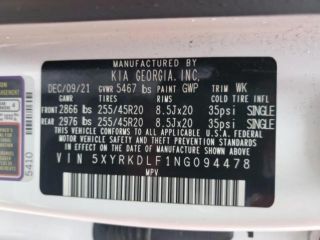 2022 KIA SORENTO SX - 5XYRKDLF1NG094478