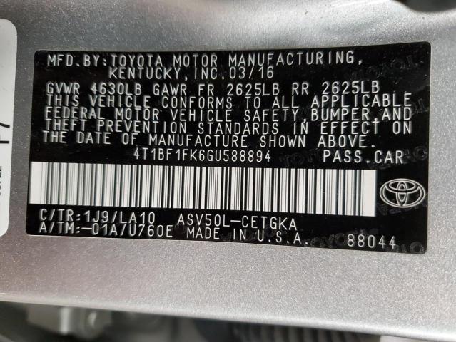 2016 TOYOTA CAMRY LE - 4T1BF1FK6GU588894