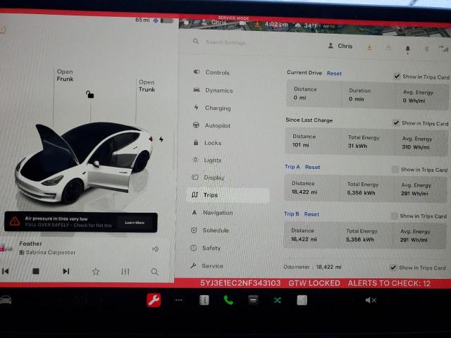2022 TESLA MODEL 3 - 5YJ3E1EC2NF343103