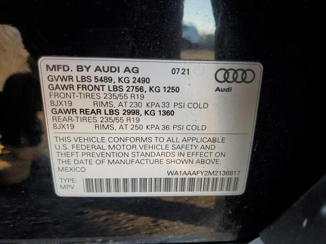 VIN WA1AAAFY2M2136817 2021 AUDI Q5 no.13