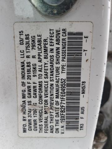 2015 HONDA CIVIC SE - 19XFB2F71FE049552