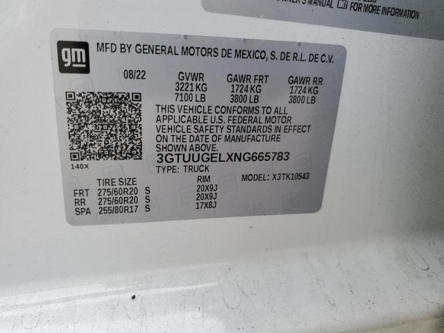 2022 GMC SIERRA K15 - 3GTUUGELXNG665783