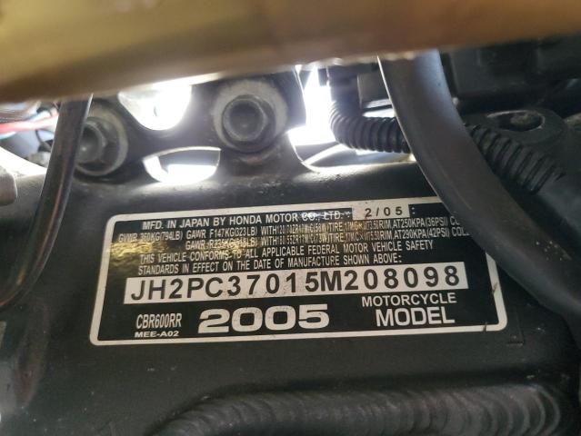 2005 HONDA CBR600 RR JH2PC37015M208098