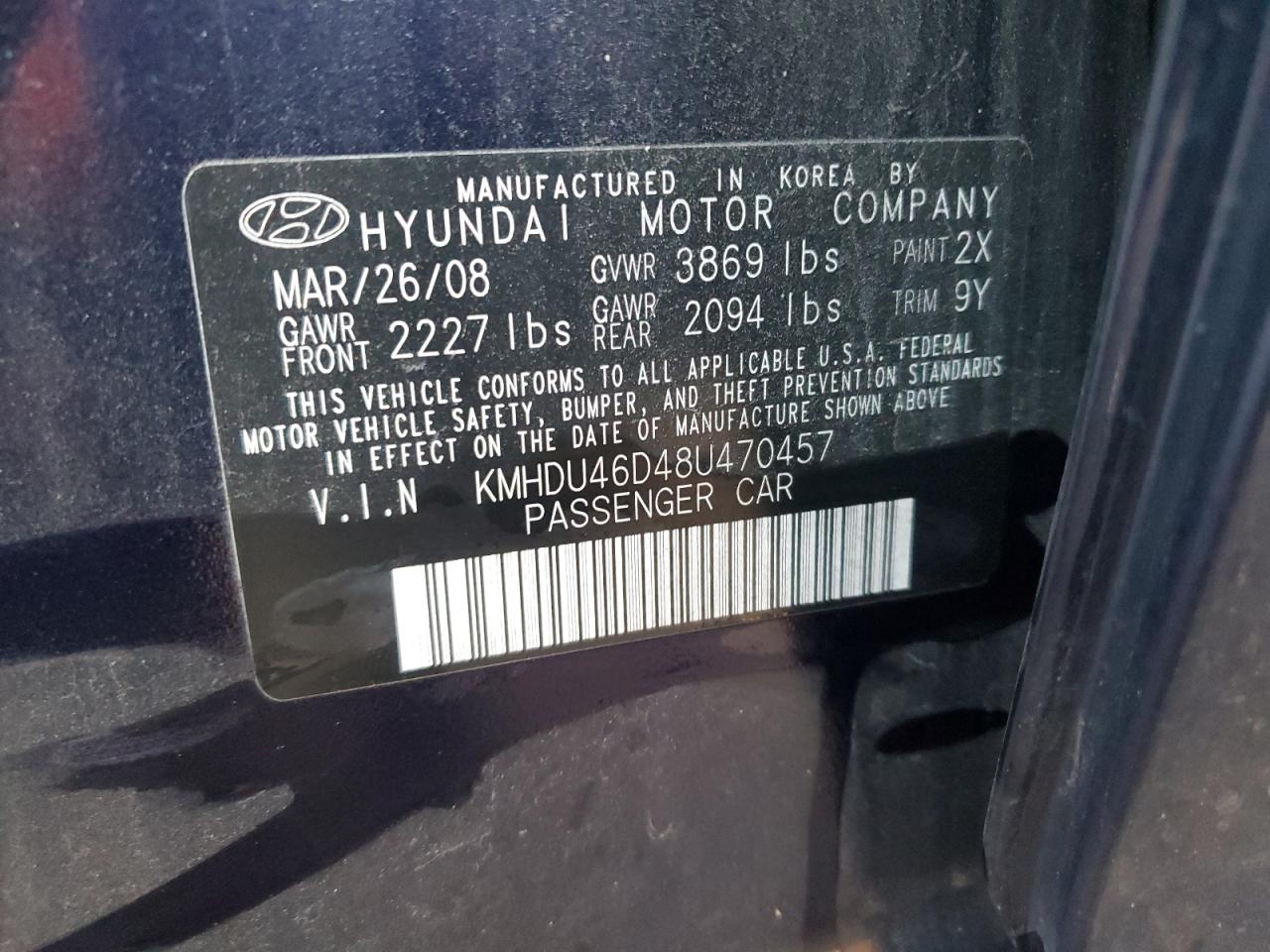 Lot #3030240131 2008 HYUNDAI ELANTRA GL