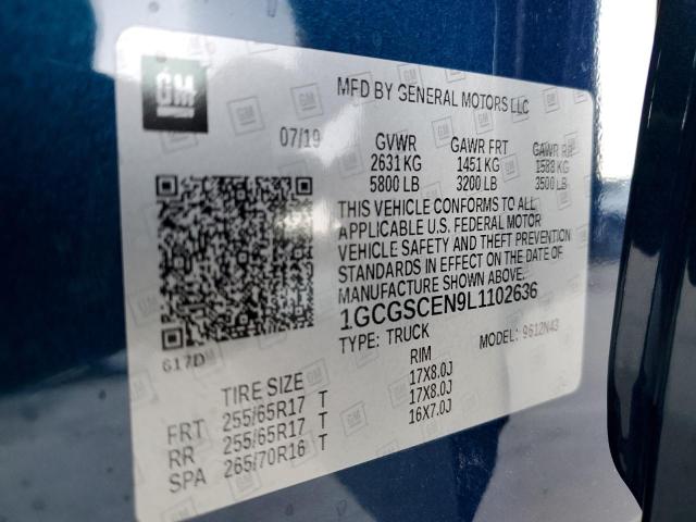 2020 CHEVROLET COLORADO L - 1GCGSCEN9L1102636