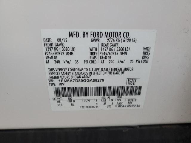 2016 FORD EXPLORER X - 1FM5K7D89GGA89279