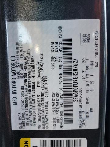 2016 FORD FUSION SE - 3FA6P0PU9GR287627