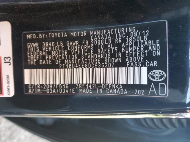 VIN 2T1BU4EE8DC936307 2013 TOYOTA COROLLA no.12