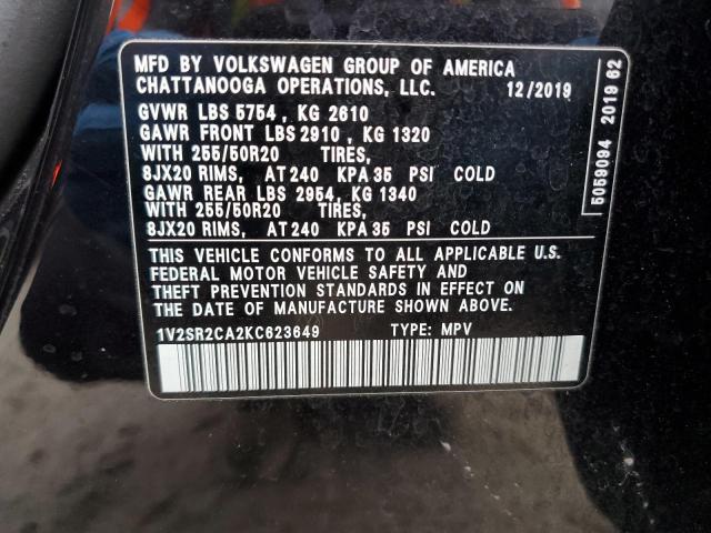 VIN 1V2SR2CA2KC623649 2019 VOLKSWAGEN ATLAS no.13