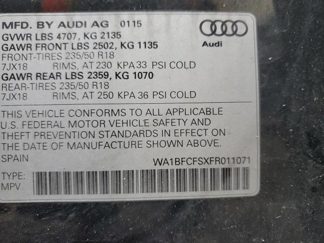 VIN WA1BFCFSXFR011071 2015 AUDI Q3 no.12