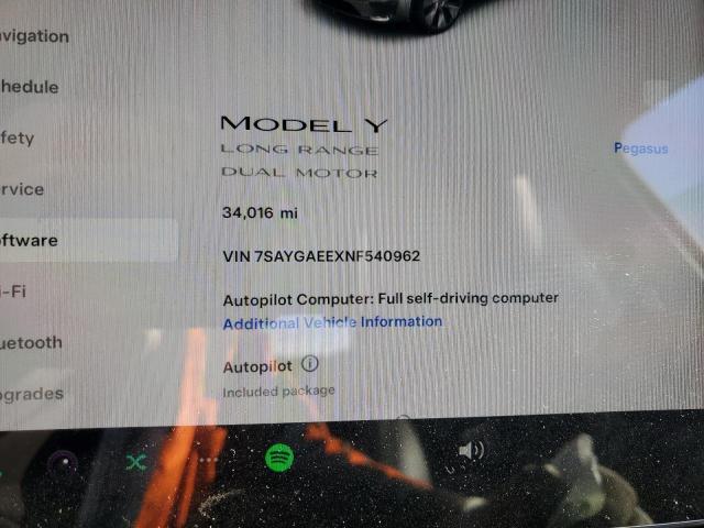 2022 TESLA MODEL Y 7SAYGAEEXNF540962