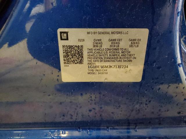 2019 CHEVROLET CRUZE LT - 1G1BE5SM3K7137234