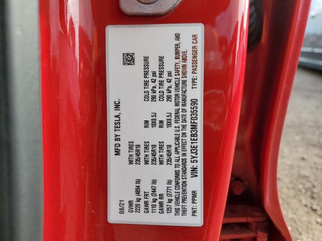 2021 TESLA MODEL 3 - 5YJ3E1EB3MF035590