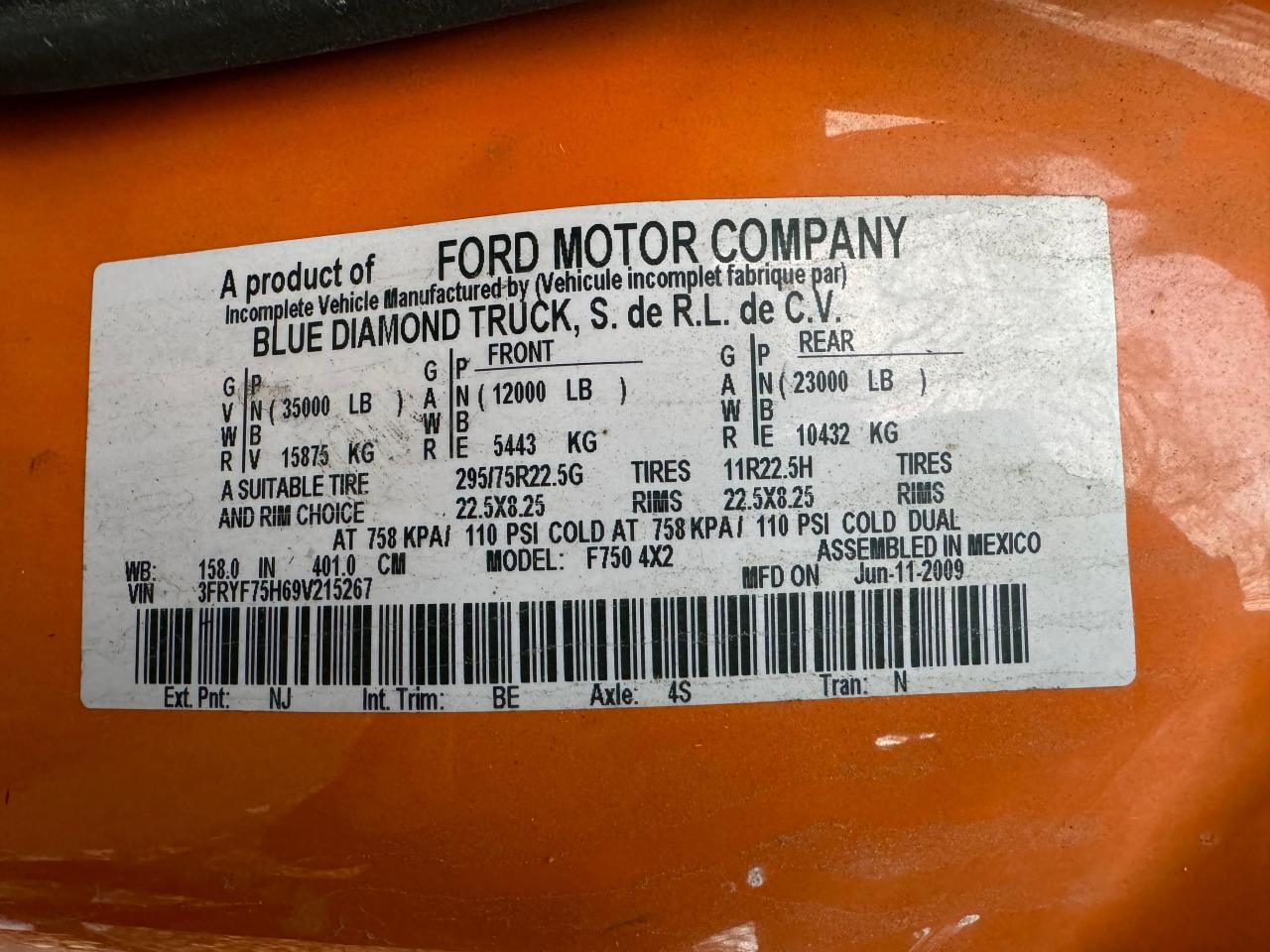 Lot #3024223857 2009 FORD F750 SUPER