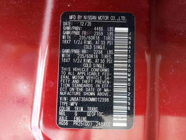 VIN JN8AT3BA0MW012398 2021 NISSAN ROGUE no.14