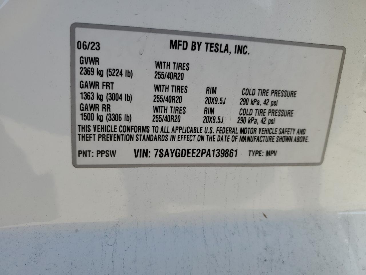 Lot #3033572090 2023 TESLA MODEL Y