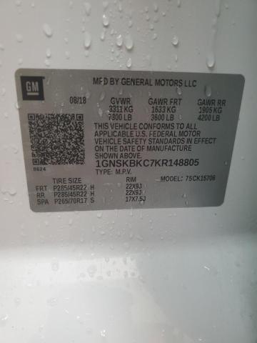 2019 CHEVROLET TAHOE K150 1GNSKBKC7KR148805