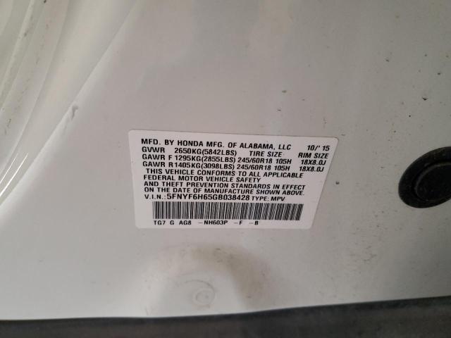 2016 HONDA PILOT EXL - 5FNYF6H65GB038428