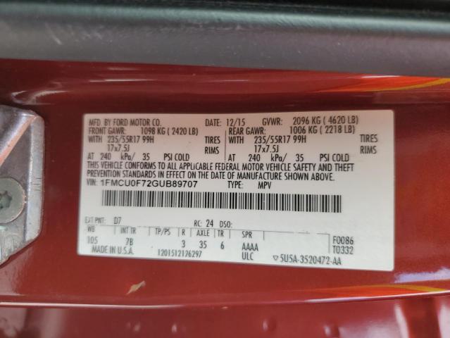 VIN 1FMCU0F72GUB89707 2016 FORD ESCAPE no.13