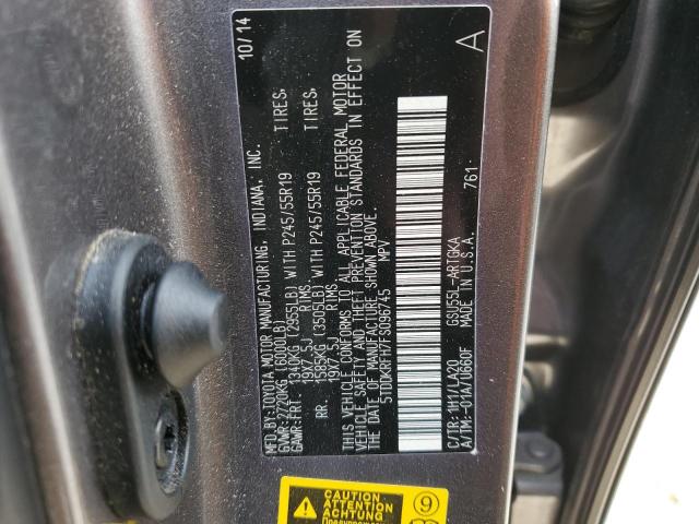 VIN 5TDDKRFH7FS096745 2015 TOYOTA HIGHLANDER no.14