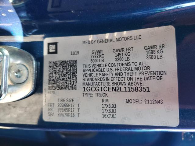 VIN 1GCGTCEN2L1158351 2020 CHEVROLET COLORADO no.12