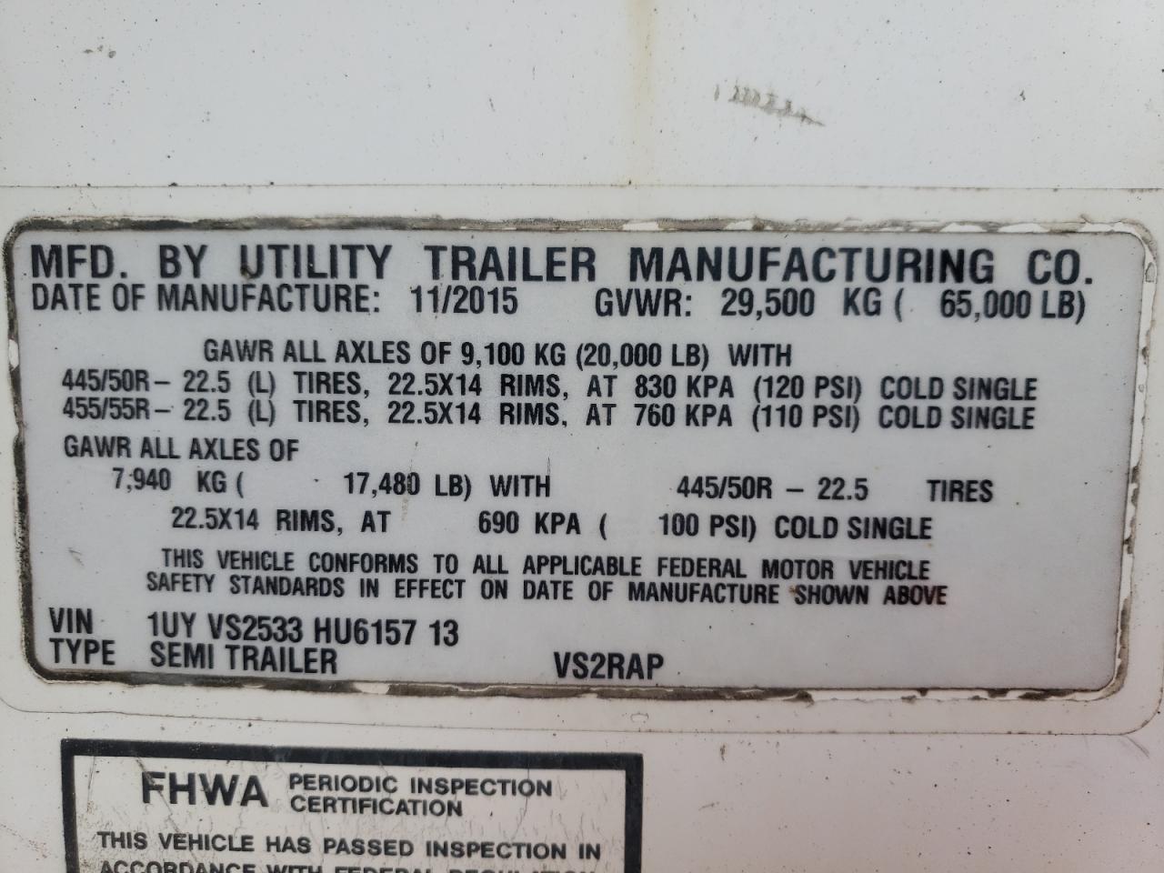 Lot #3024693683 2017 UTILITY TRAILER