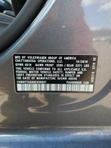 2017 VOLKSWAGEN PASSAT SE - 1VWGT7A34HC025837