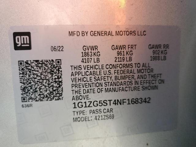 2022 CHEVROLET MALIBU RS - 1G1ZG5ST4NF168342