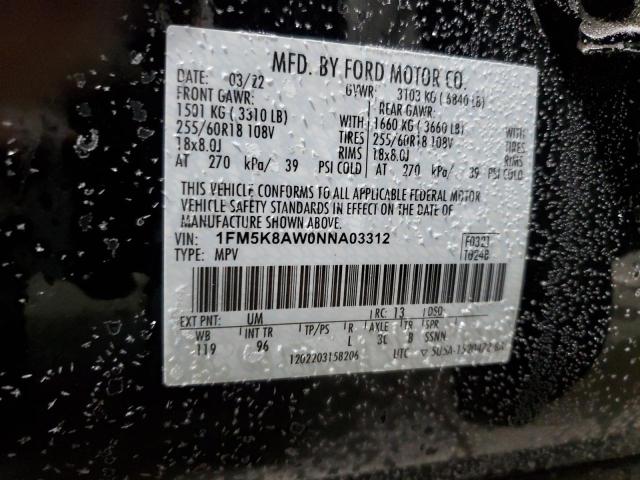 VIN 1FM5K8AW0NNA03312 2022 FORD EXPLORER no.14