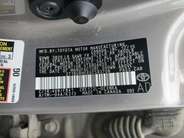 2016 TOYOTA COROLLA L - 2T1BURHE6GC583708