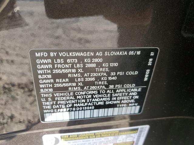 2016 VOLKSWAGEN TOUAREG SP WVGEF9BP7GD013040