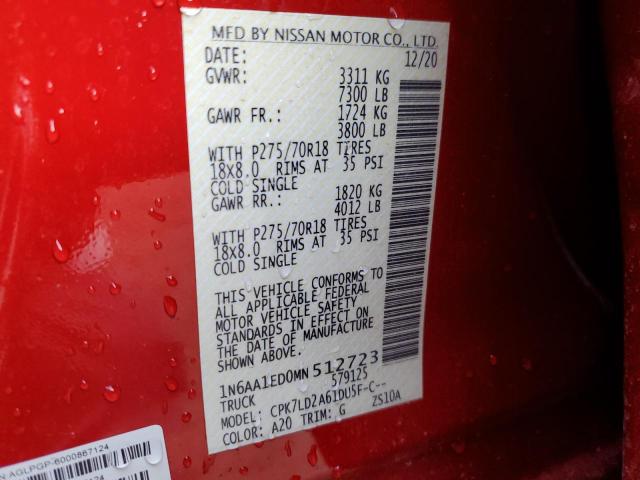 2021 NISSAN TITAN SV 1N6AA1ED0MN512723