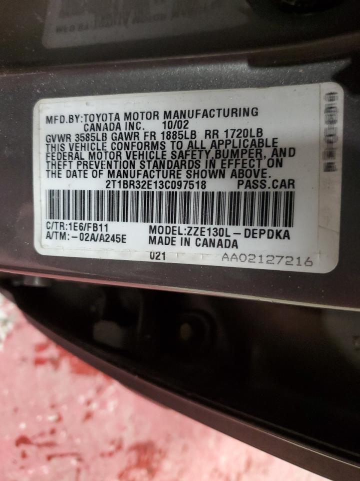 Lot #3025867561 2003 TOYOTA COROLLA CE