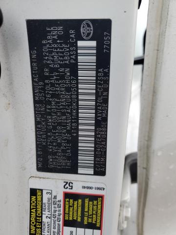 2019 TOYOTA CAMRY L - 4T1B11HK0KU805067