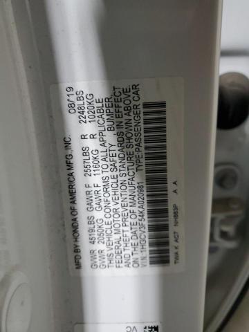 VIN 1HGCV3F54KA020981 2019 HONDA ACCORD no.12